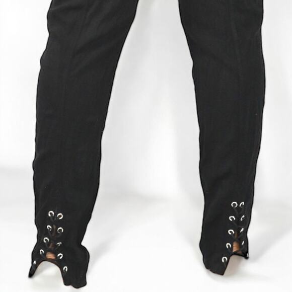 Free People Pants Black Ankle Laces Lacing Straight Pull On Rayon Stretch Large - Picture 5 of 16
